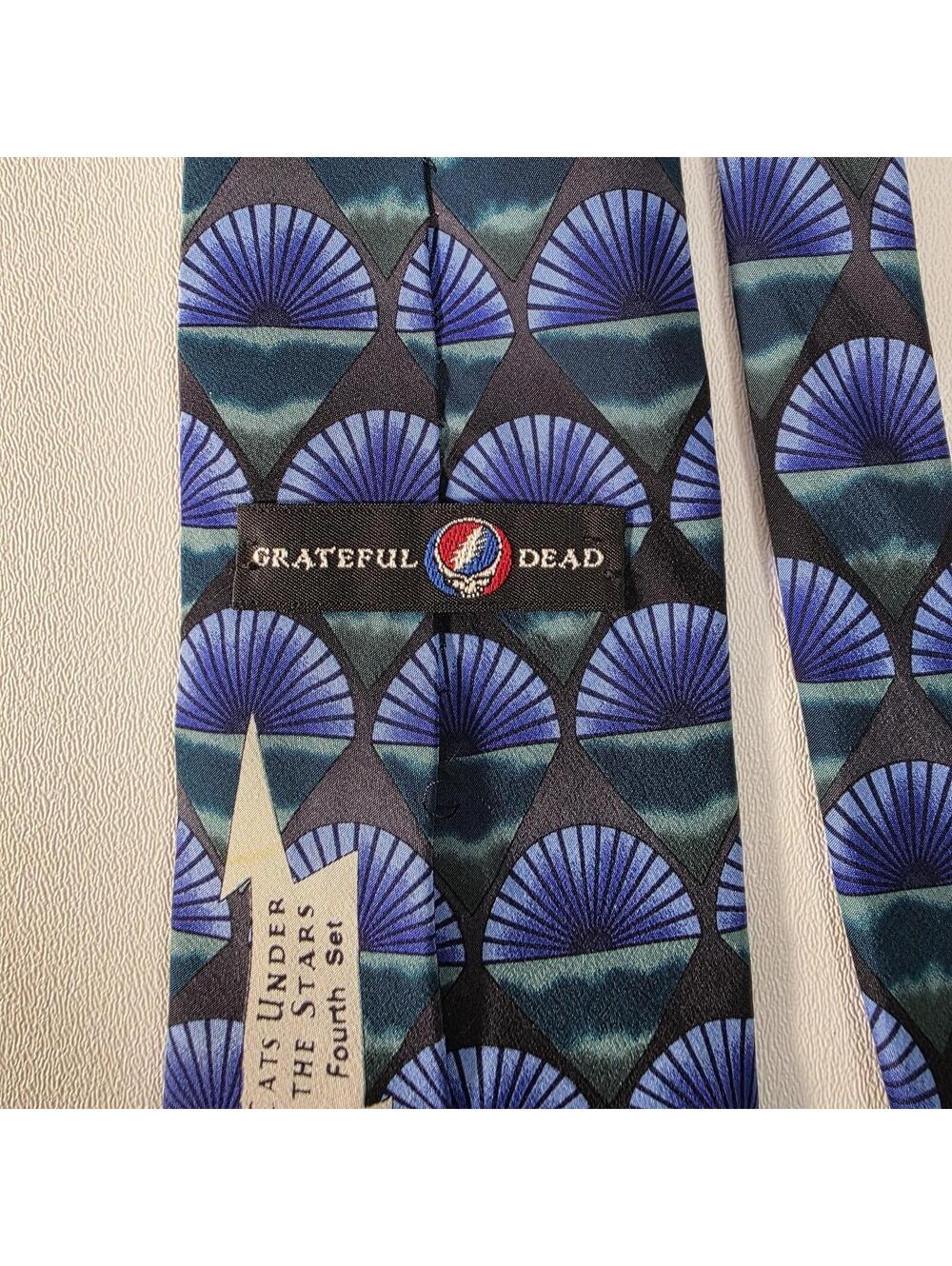 Grateful Dead Mens Tie Cats Under The Stars Fourth Set  3.75” W Blue